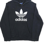 ADIDAS Womens Black Hoodie UK 22 Cotton Blend Casual Pullover Sweatshirt