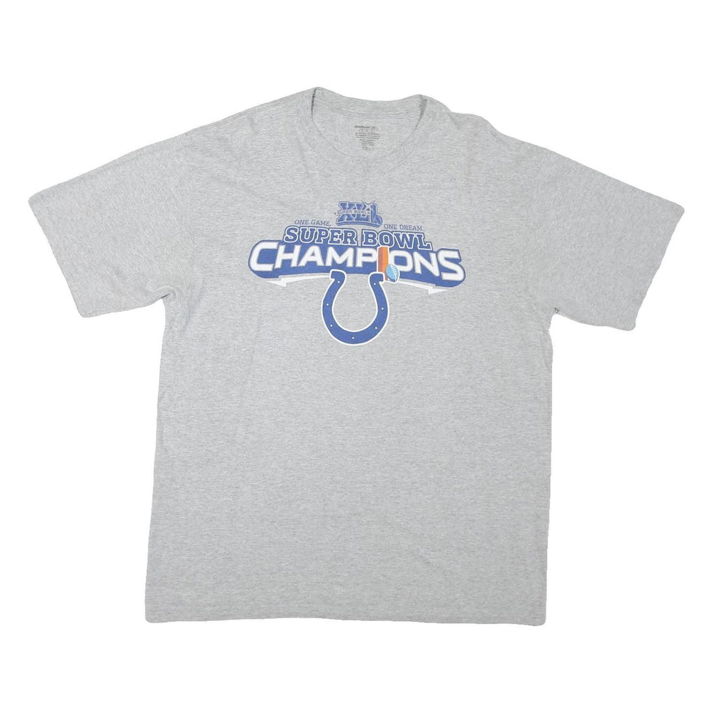 REEBOK Mens Grey Super Bowl Champions Graphic T-Shirt L Short Sleeve Crew Neck