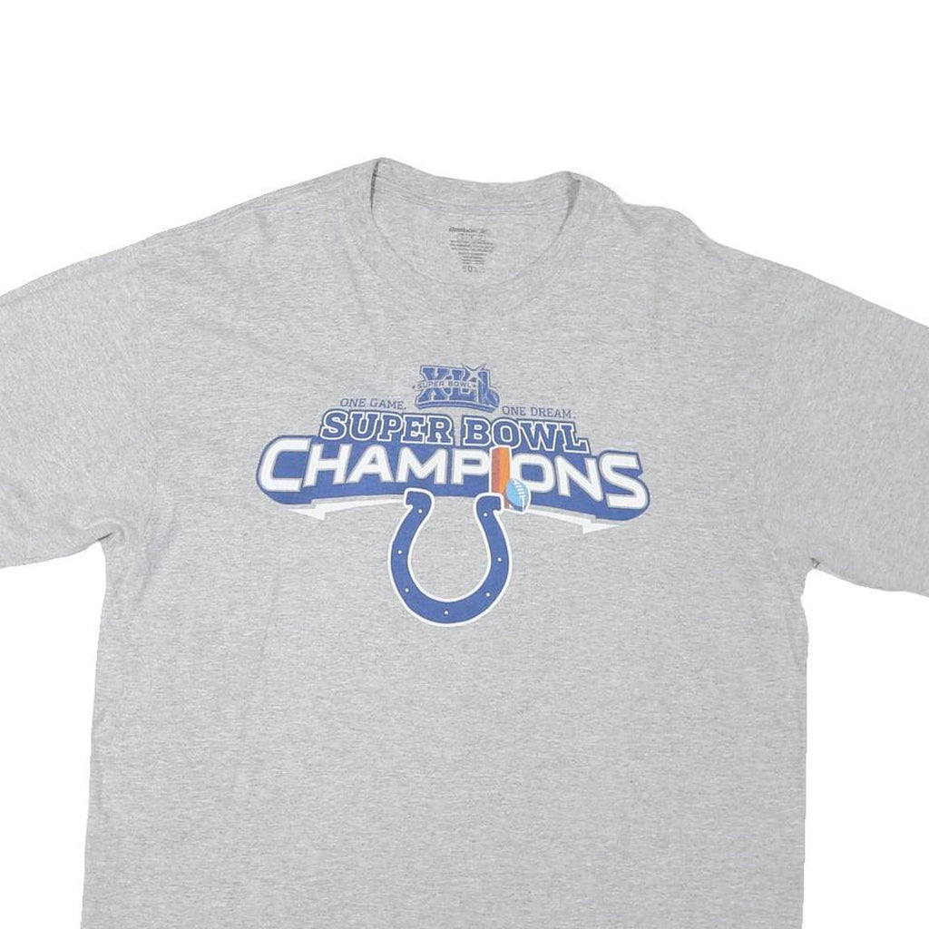 REEBOK Mens Grey Super Bowl Champions Graphic T-Shirt L Short Sleeve Crew Neck