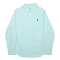 POLO RALPH LAUREN Boys Blue Green Check Shirt M Cotton Button Down Collar Long