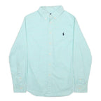 POLO RALPH LAUREN Boys Blue Green Check Shirt M Cotton Button Down Collar Long