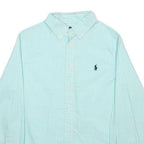 POLO RALPH LAUREN Boys Blue Green Check Shirt M Cotton Button Down Collar Long
