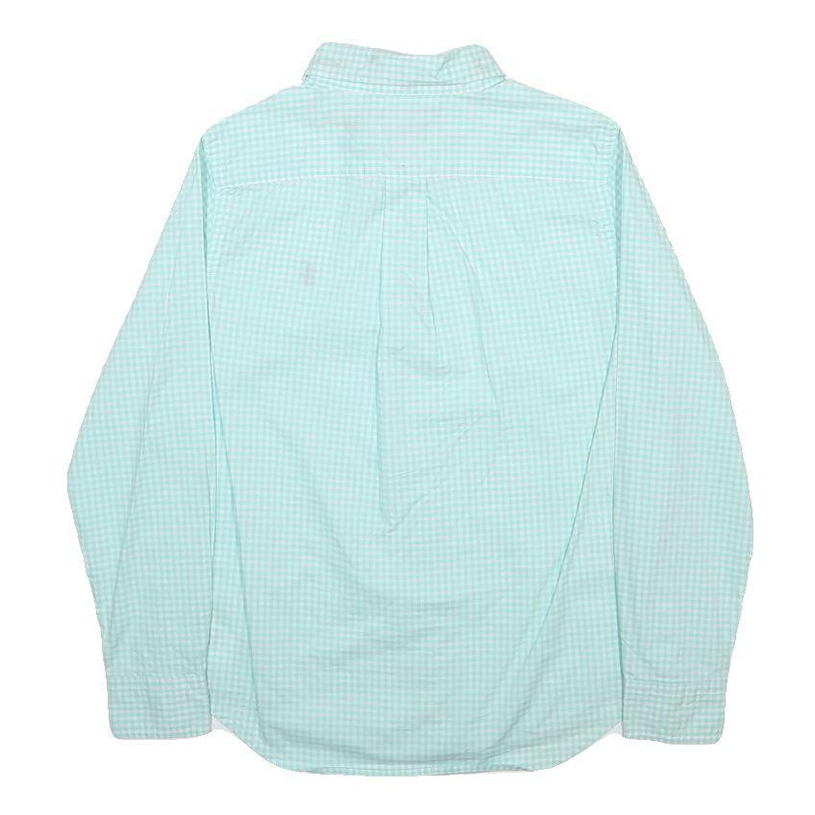POLO RALPH LAUREN Boys Blue Green Check Shirt M Cotton Button Down Collar Long