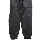 BERSHKA Womens Black Polyester Blend Slim Tapered Trousers W24 L26 Faux Leather