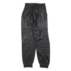 BERSHKA Womens Black Polyester Blend Slim Tapered Trousers W24 L26 Faux Leather