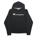 CHAMPION Mens Black Pullover Hoodie M Classic Script Logo Sweatshirt