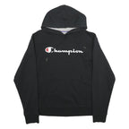CHAMPION Mens Black Pullover Hoodie M Classic Script Logo Sweatshirt