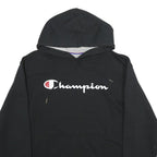CHAMPION Mens Black Pullover Hoodie M Classic Script Logo Sweatshirt