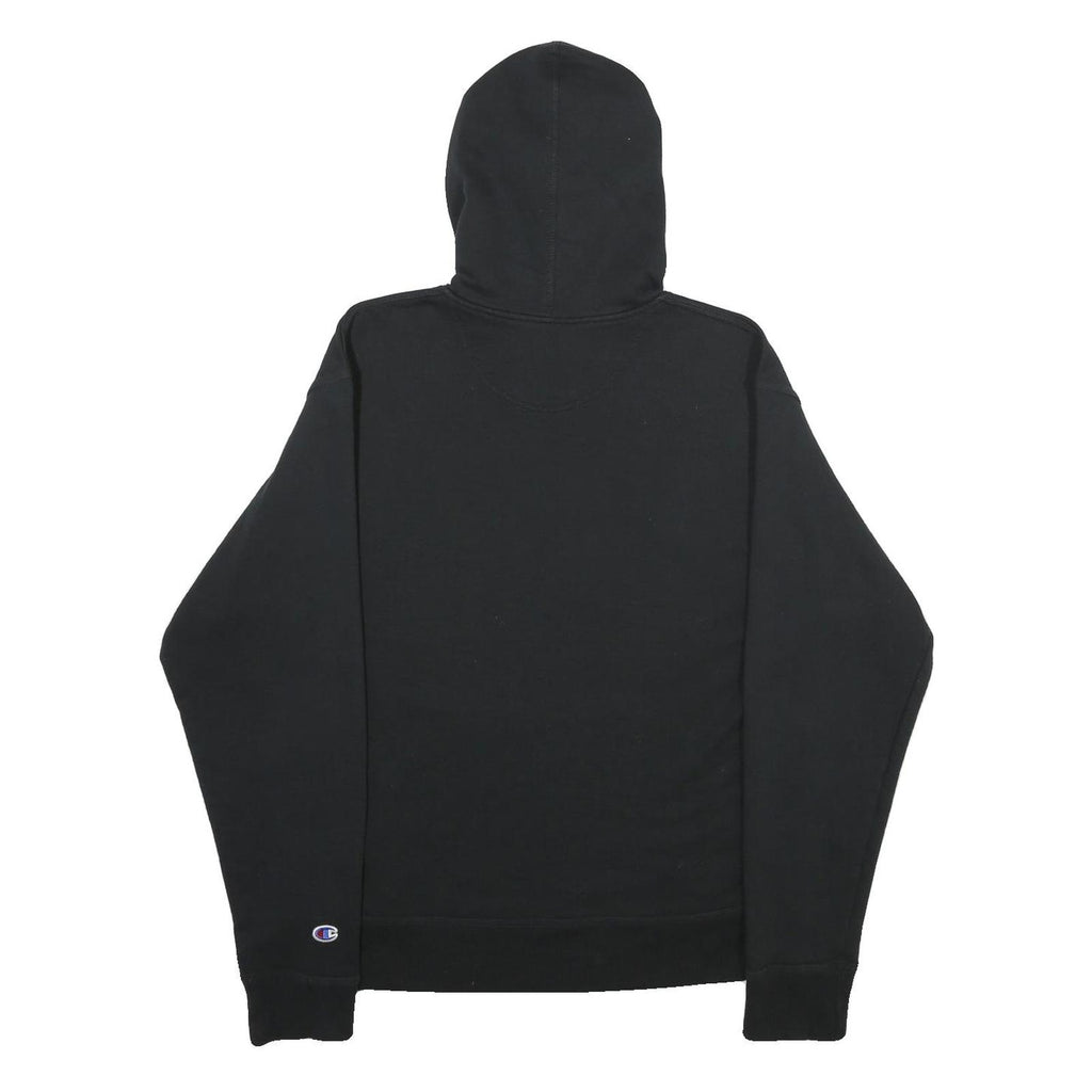 CHAMPION Mens Black Pullover Hoodie M Classic Script Logo Sweatshirt