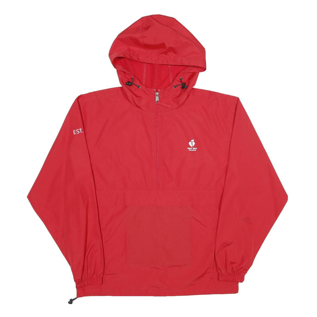 CHAMPION Mens Red Coach Jacket S Polyester Plain Lightweight Pullover Hoodie