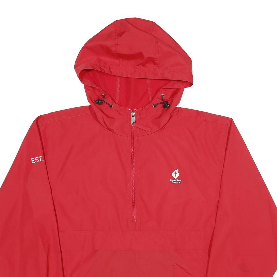 CHAMPION Mens Red Coach Jacket S Polyester Plain Lightweight Pullover Hoodie