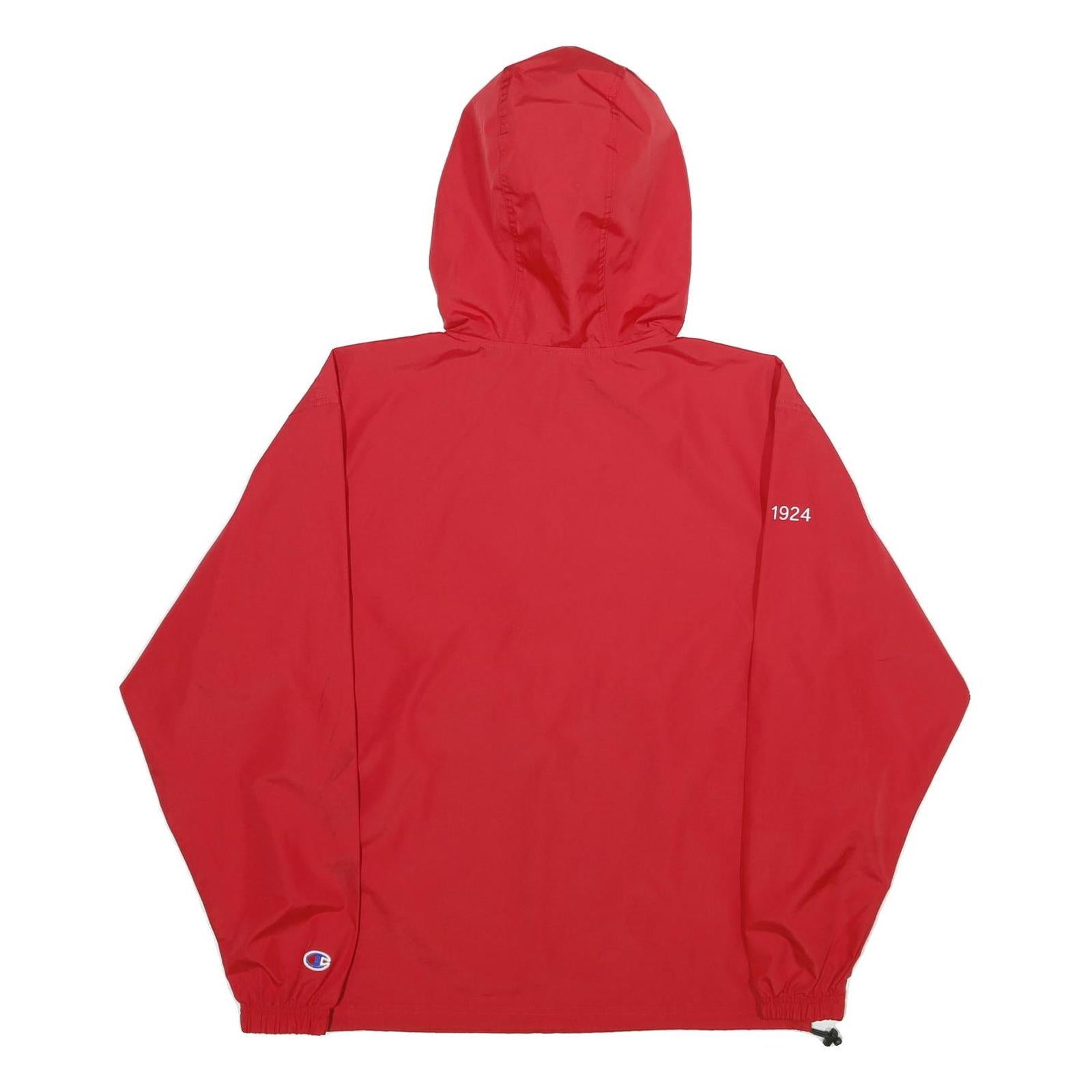 CHAMPION Mens Red Coach Jacket S Polyester Plain Lightweight Pullover Hoodie