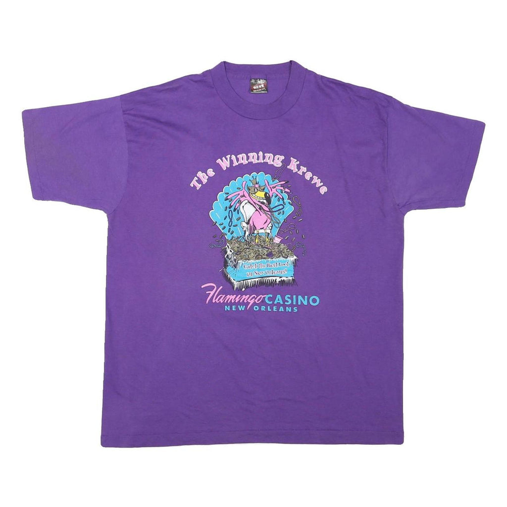 THE BEST Mens Purple Graphic T-Shirt XL Short Sleeve Crew Neck Casino Print