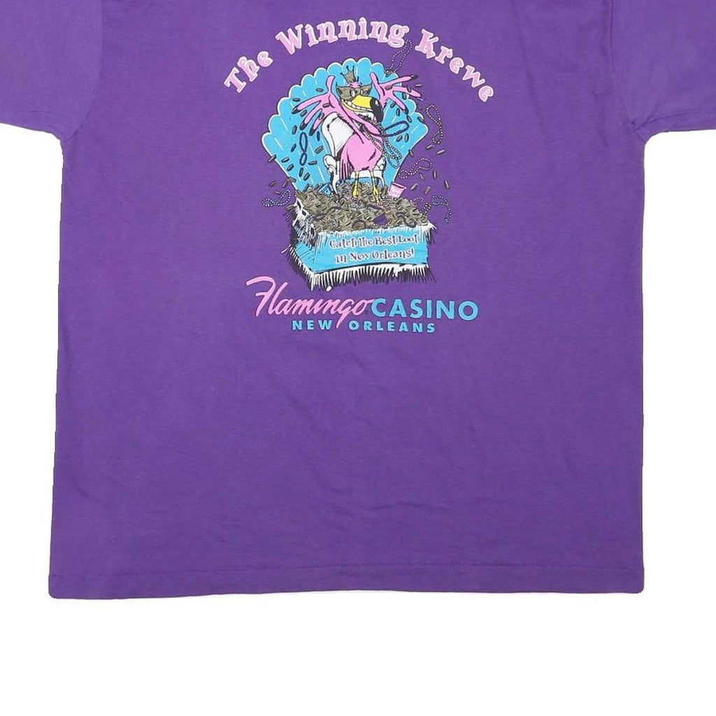 THE BEST Mens Purple Graphic T-Shirt XL Short Sleeve Crew Neck Casino Print