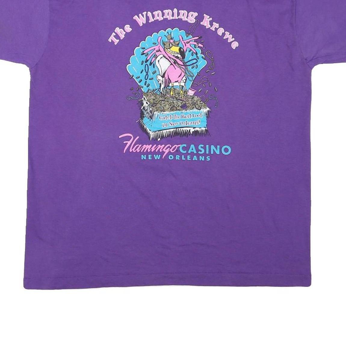 THE BEST Mens Purple Graphic T-Shirt XL Short Sleeve Crew Neck Casino Print