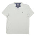 NAUTICA Mens White Short Sleeve Plain Polo Shirt L Classic Fit Soft Cotton Blend