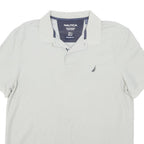 NAUTICA Mens White Short Sleeve Plain Polo Shirt L Classic Fit Soft Cotton Blend