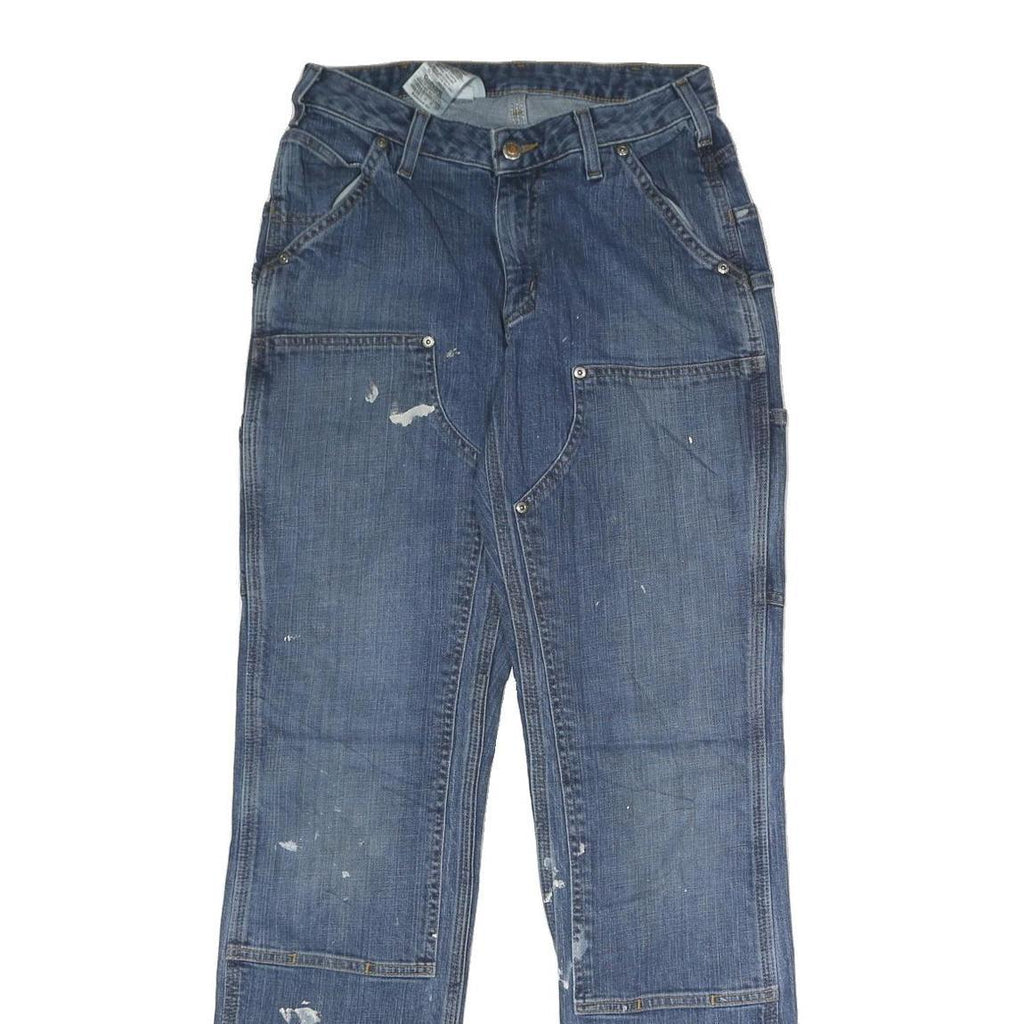 CARHARTT Womens Relaxed Fit Blue Denim Jeans W26 L32 Workwear Zip Closure