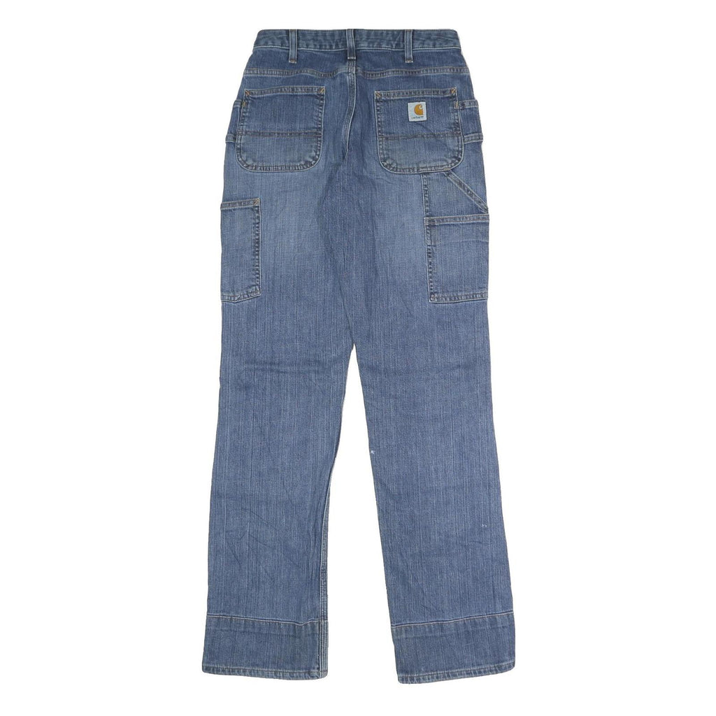 CARHARTT Womens Relaxed Fit Blue Denim Jeans W26 L32 Workwear Zip Closure