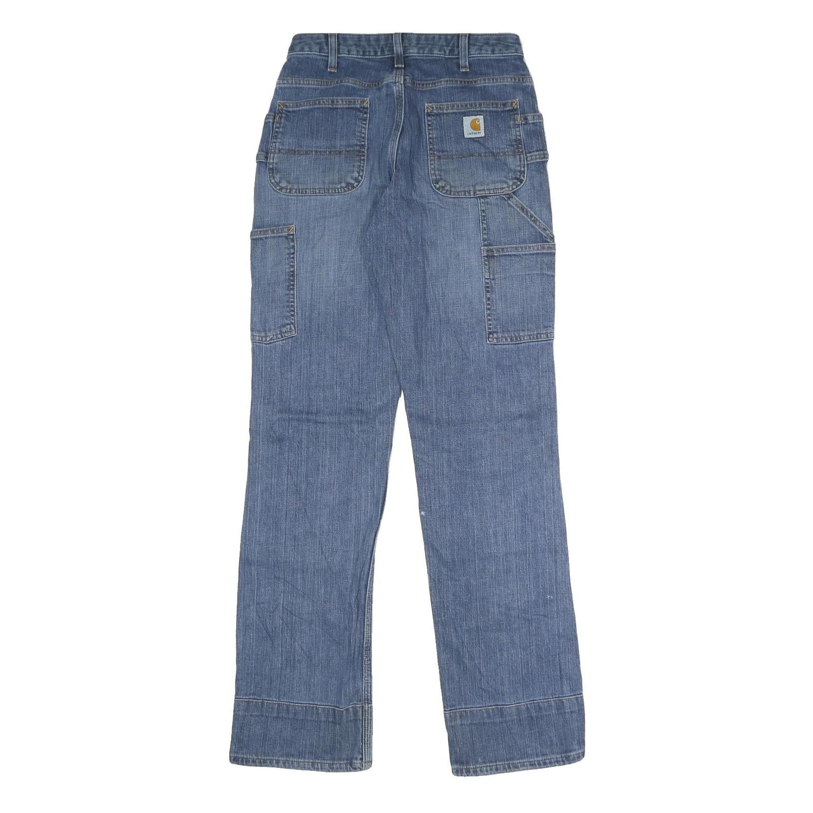 CARHARTT Womens Relaxed Fit Blue Denim Jeans W26 L32 Workwear Zip Closure