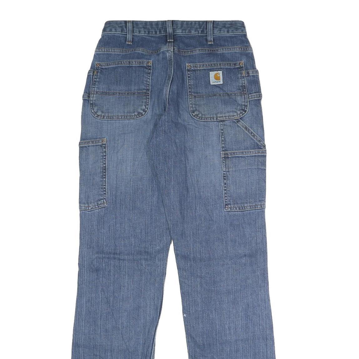 CARHARTT Womens Relaxed Fit Blue Denim Jeans W26 L32 Workwear Zip Closure