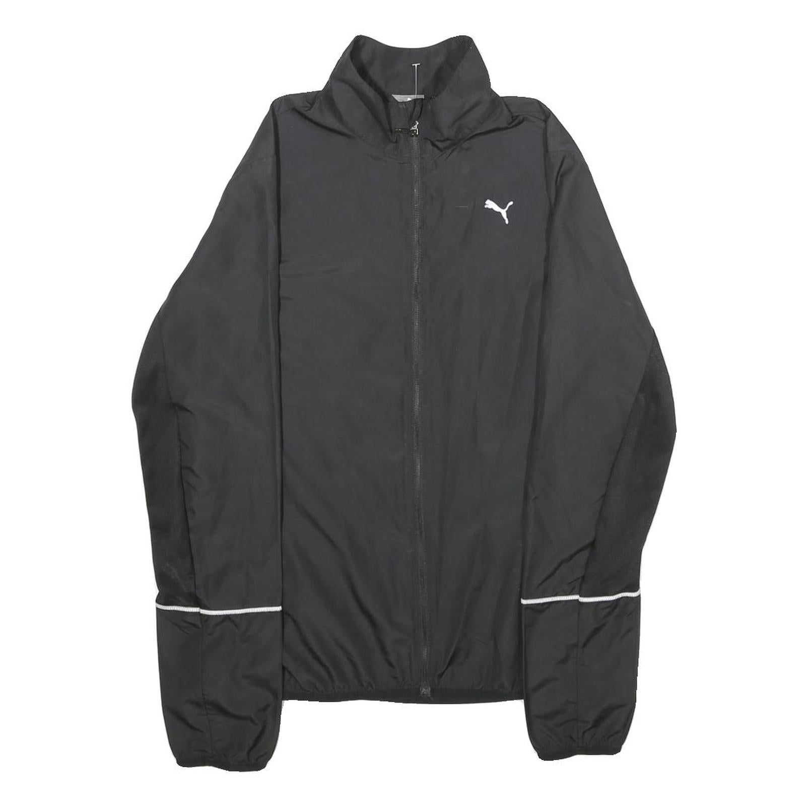 PUMA Womens Black Zip Jacket UK 12 Polyester Plain Lightweight Sportswear