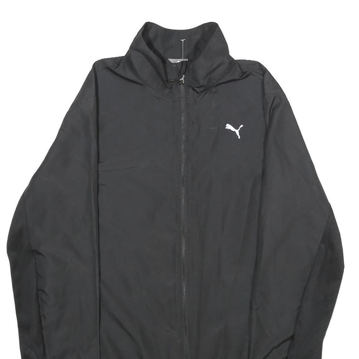 PUMA Womens Black Zip Jacket UK 12 Polyester Plain Lightweight Sportswear