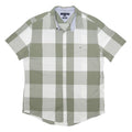 TOMMY HILFIGER Mens Green & White Check Shirt XL Cotton Casual Summer Short