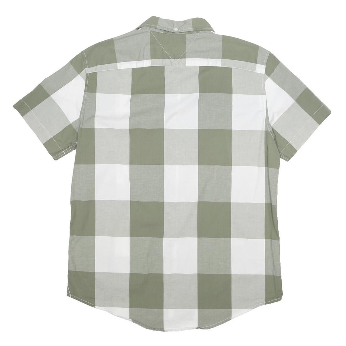 TOMMY HILFIGER Mens Green & White Check Shirt XL Cotton Casual Summer Short