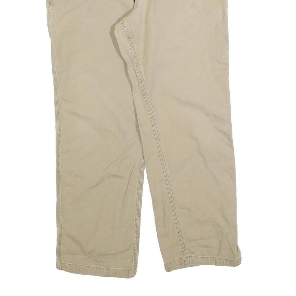 CARHARTT Mens Relaxed Beige Cotton Blend Zip Trousers W34 L30 Casual Workwear