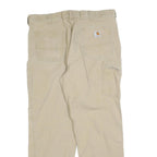 CARHARTT Mens Relaxed Beige Cotton Blend Zip Trousers W34 L30 Casual Workwear
