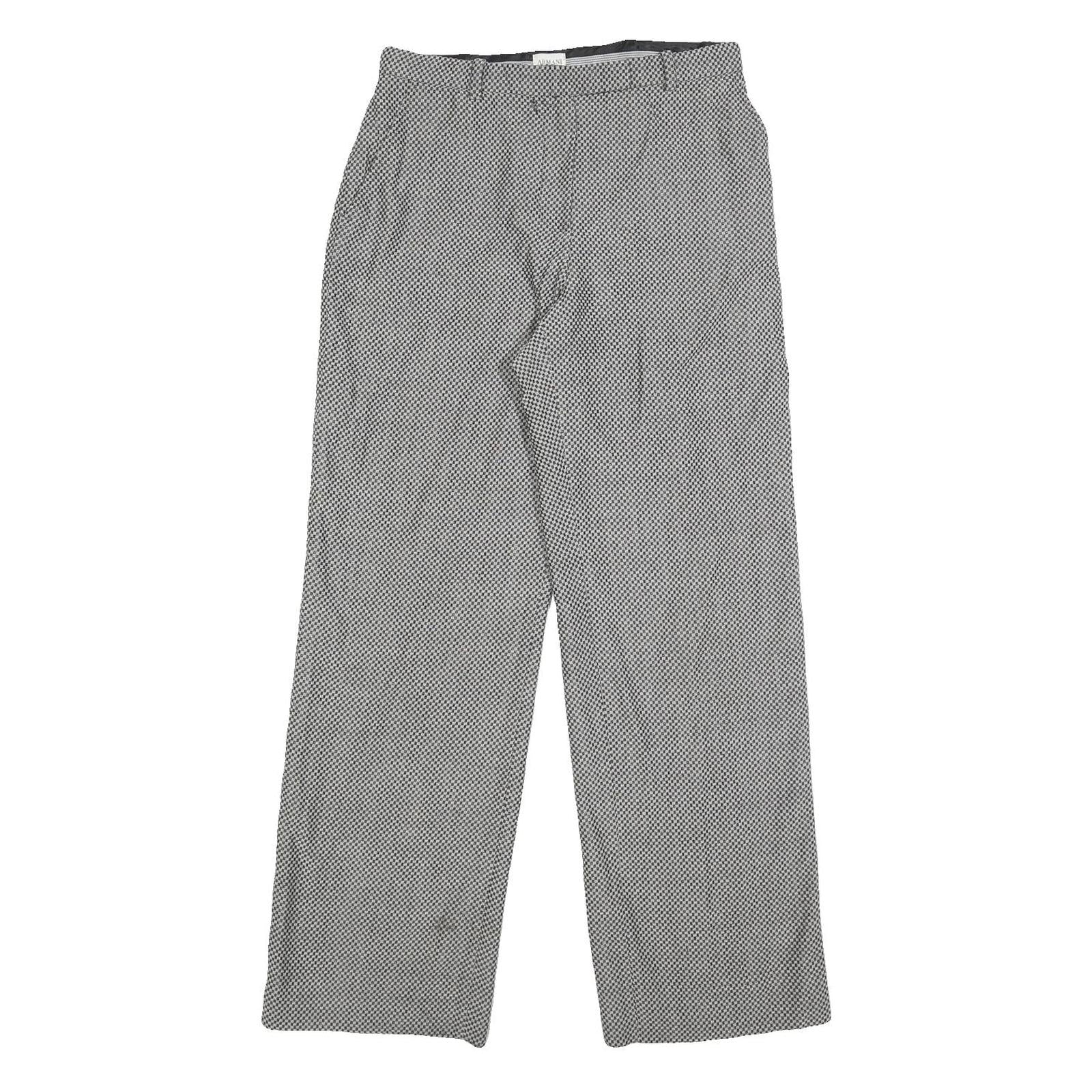 ARMANI COLLEZIONI Womens Wool Blend Grey Relaxed Straight Trousers W28 L30