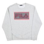 FILA Mens Grey Cotton Blend Crew Neck Sweatshirt XL Logo Print Casual Top