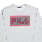 FILA Mens Grey Cotton Blend Crew Neck Sweatshirt XL Logo Print Casual Top