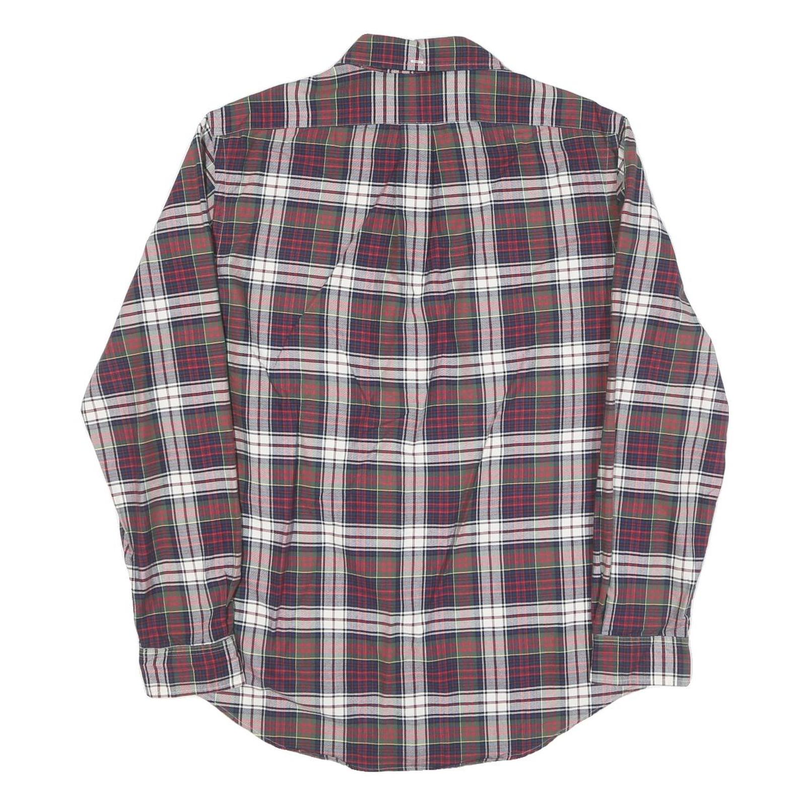 RALPH LAUREN Mens Red Green & White Check Shirt M Classic Cotton Blend Button