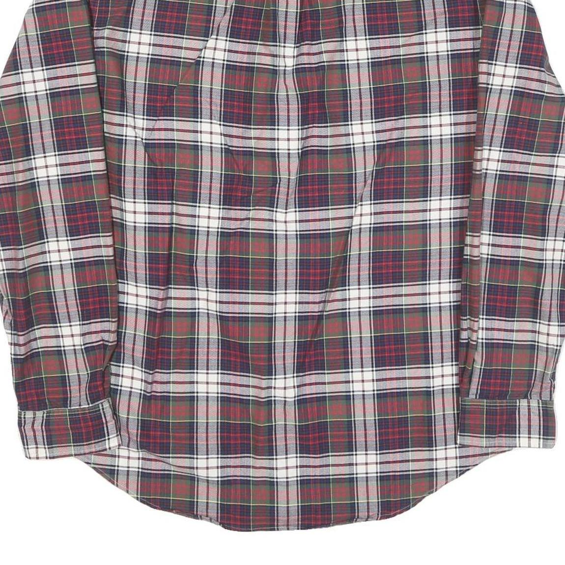 RALPH LAUREN Mens Red Green & White Check Shirt M Classic Cotton Blend Button