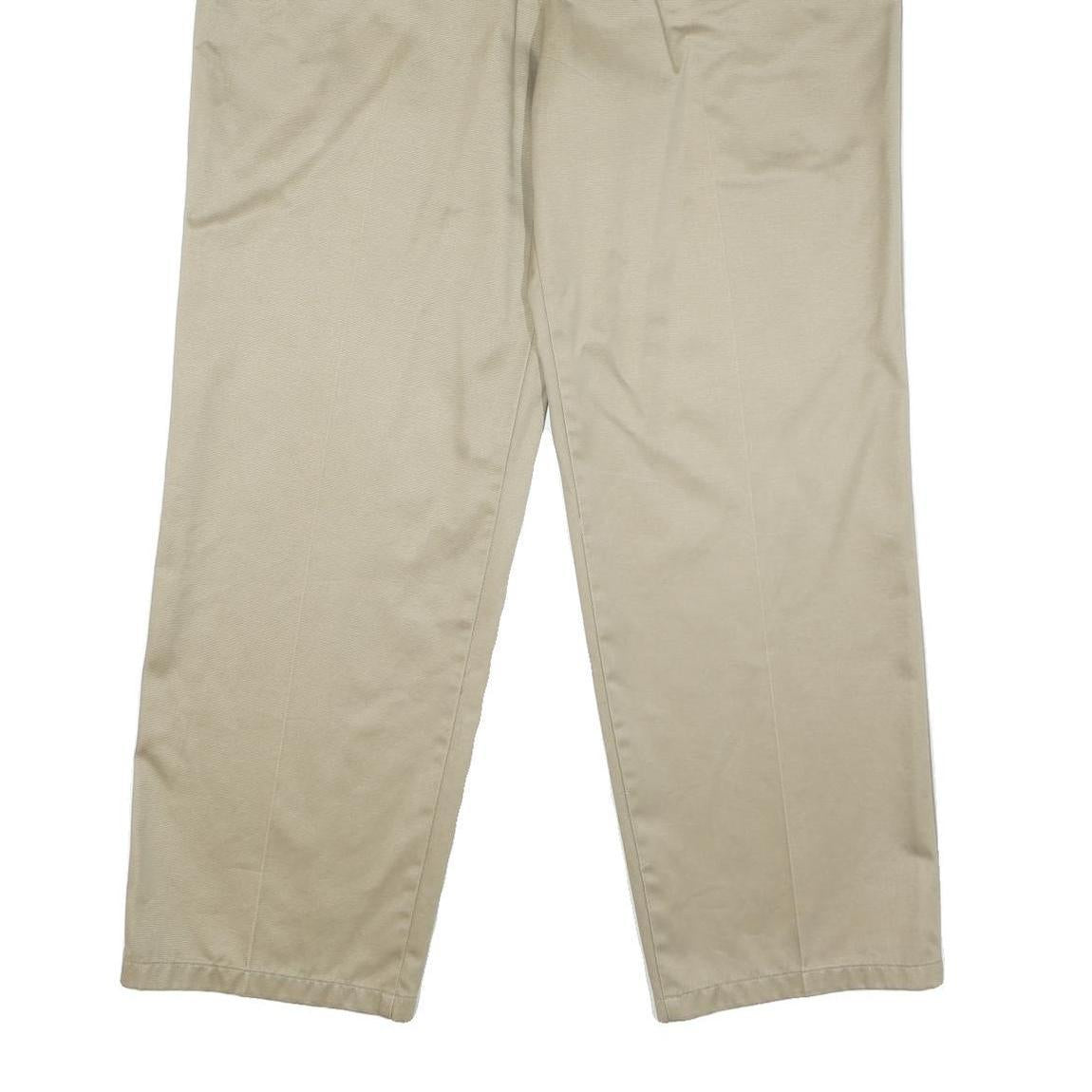 DOCKERS Womens Beige Regular Fit Straight Leg Cotton Blend Trousers W36 L30