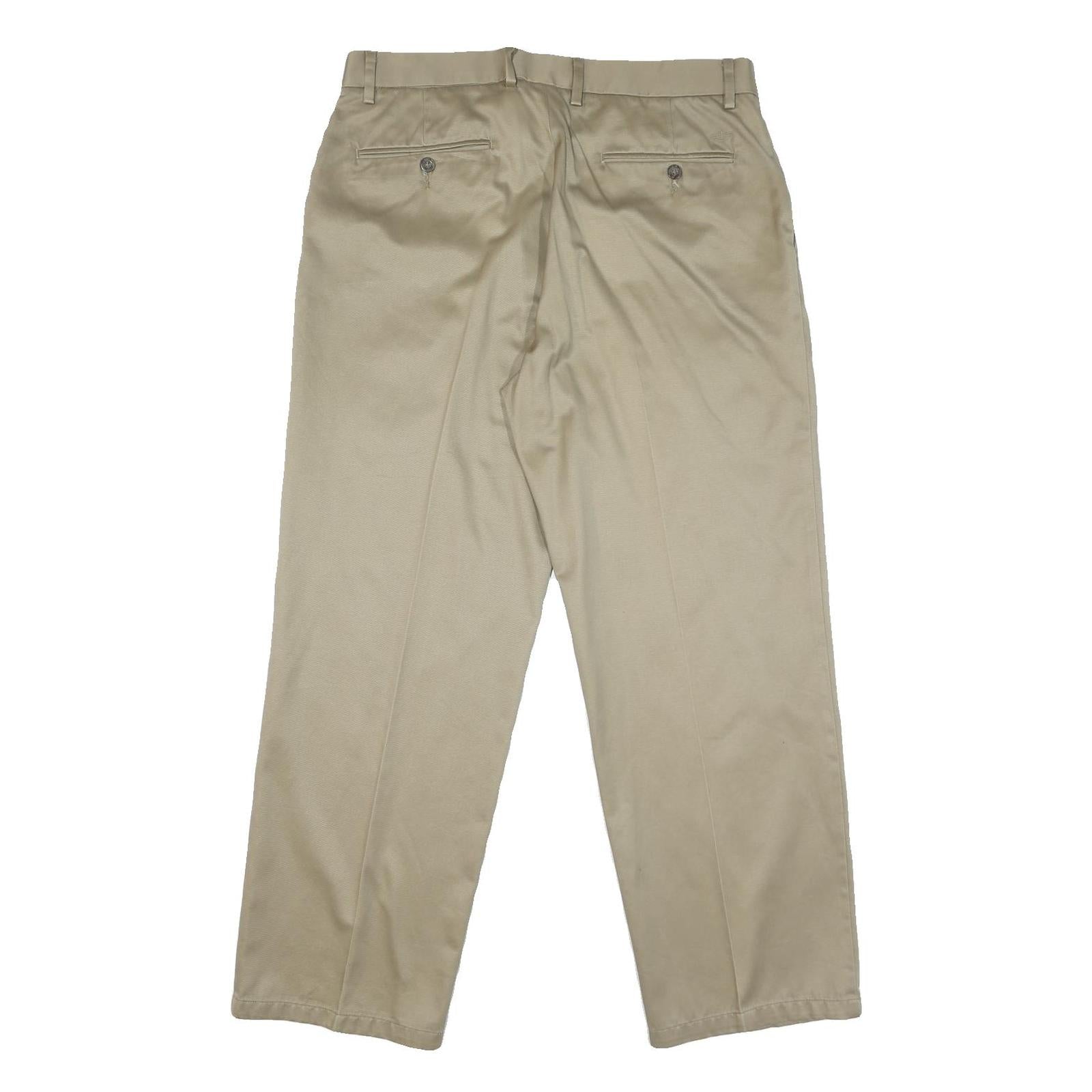 DOCKERS Womens Beige Regular Fit Straight Leg Cotton Blend Trousers W36 L30