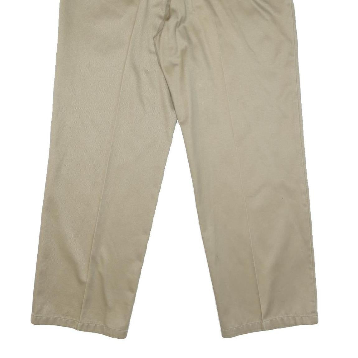 DOCKERS Womens Beige Regular Fit Straight Leg Cotton Blend Trousers W36 L30