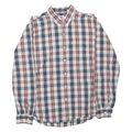 LEVI'S Mens White & Navy Blue Red Check Shirt L Cotton Blend Classic Button-Down