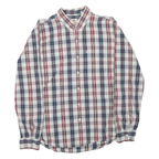 LEVI'S Mens White & Navy Blue Red Check Shirt L Cotton Blend Classic Button-Down