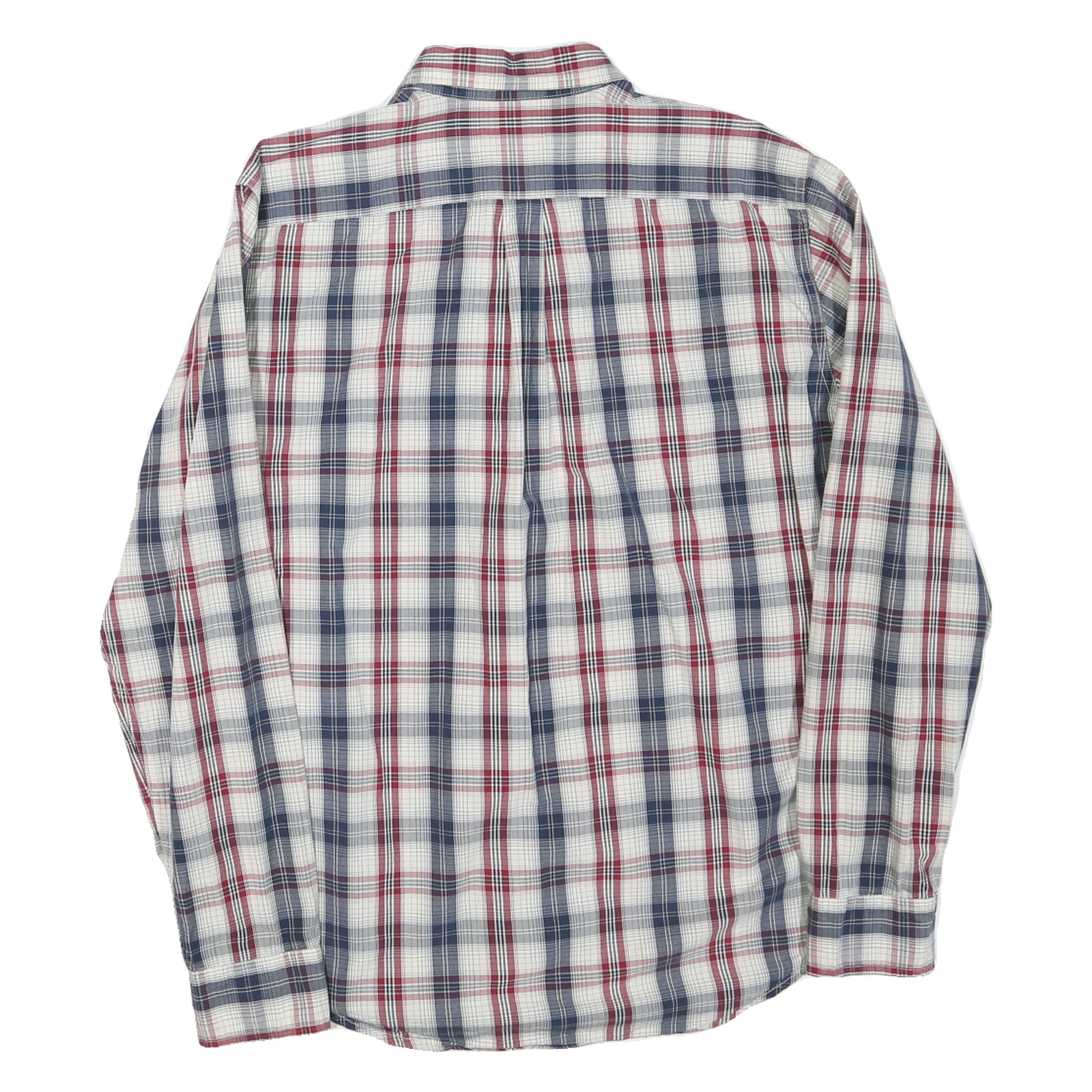 LEVI'S Mens White & Navy Blue Red Check Shirt L Cotton Blend Classic Button-Down