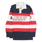 KARL KANI Mens Navy Red & White Striped Long Sleeve Polo Shirt S Kani Sport