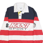 KARL KANI Mens Navy Red & White Striped Long Sleeve Polo Shirt S Kani Sport