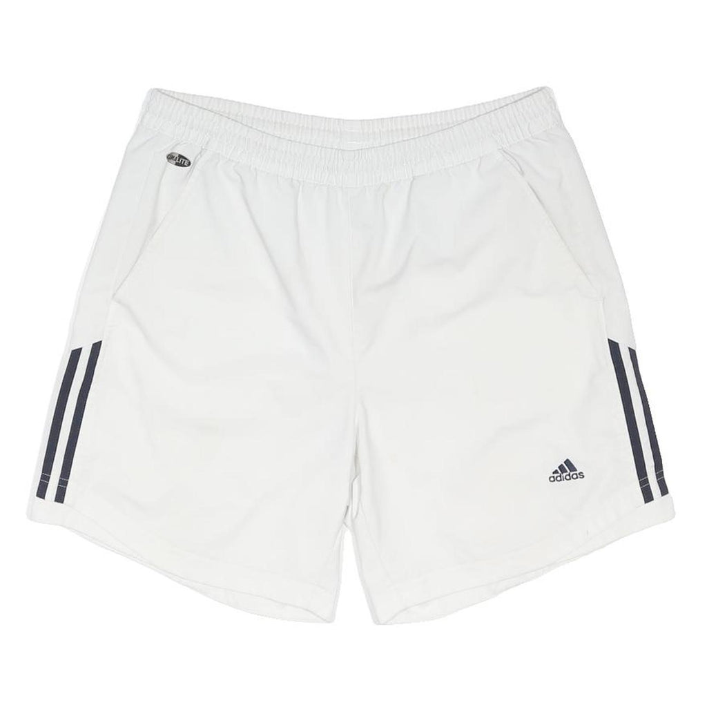ADIDAS Mens White Casual Shorts M W32 Polyester Blend 3 Stripes Logo