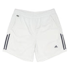 ADIDAS Mens White Casual Shorts M W32 Polyester Blend 3 Stripes Logo