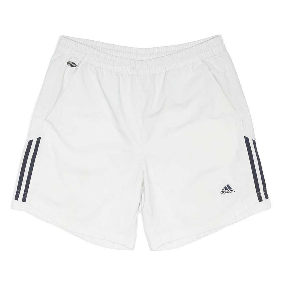 ADIDAS Mens White Casual Shorts M W32 Polyester Blend 3 Stripes Logo