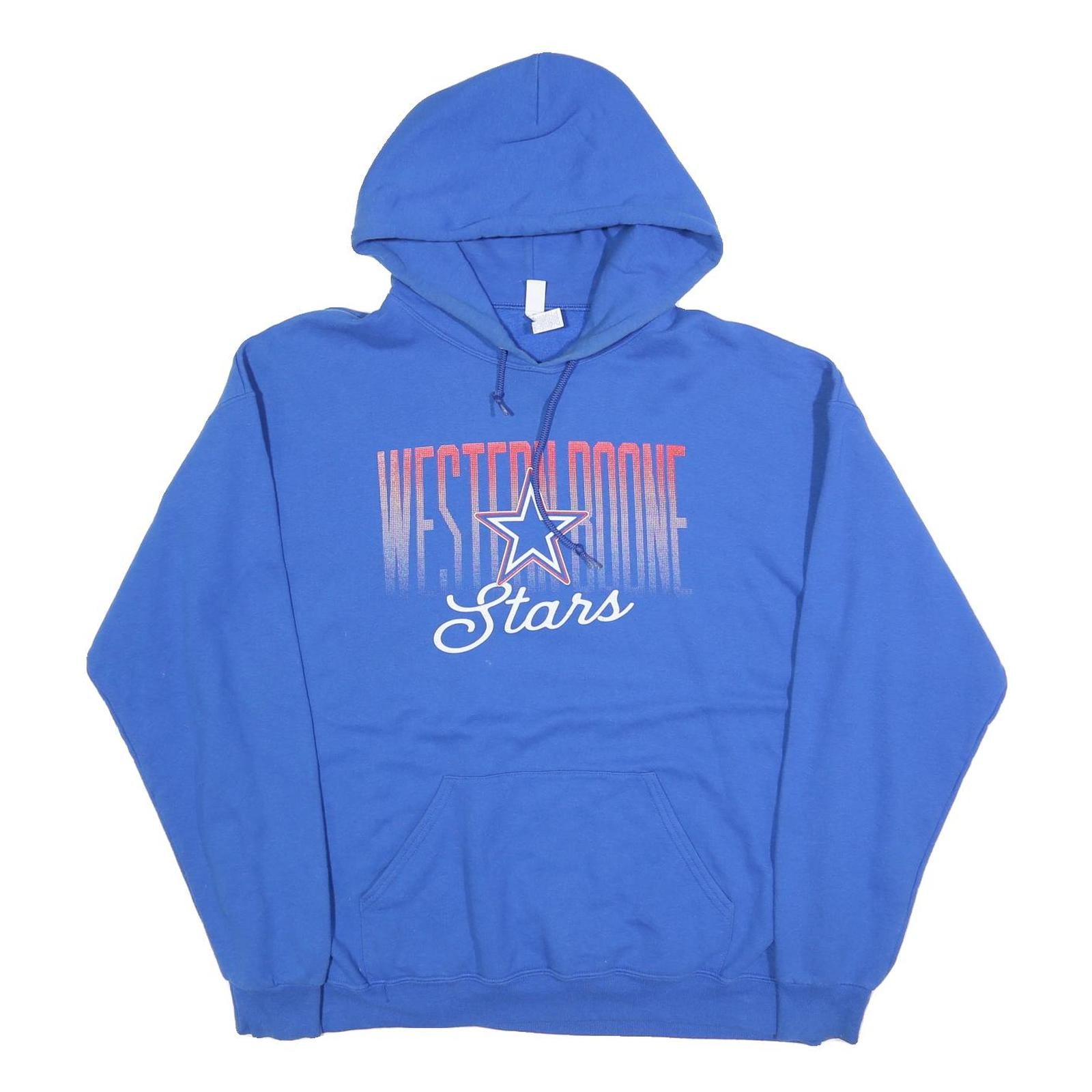 JERZEES Mens Blue Western Rome Stars Hoodie XL Cotton Blend Casual Pullover