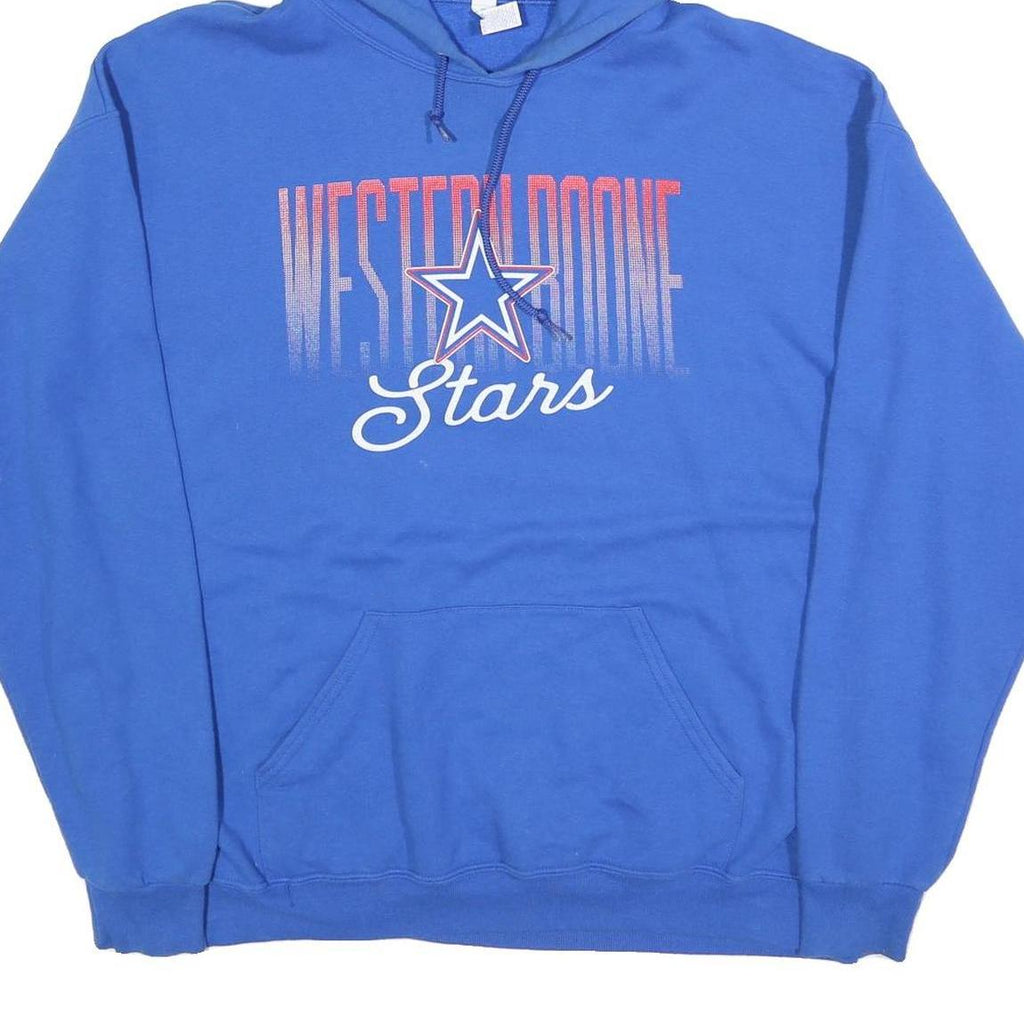 JERZEES Mens Blue Western Rome Stars Hoodie XL Cotton Blend Casual Pullover