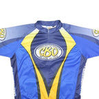 CBO Mens Blue & Yellow Logo Cycling Jersey L Short Sleeve Round Neck Sports